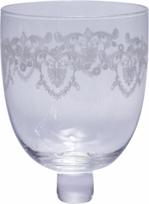 Teelicht-Aufsatzglas mit Decor, H8,5cm D7,5cm