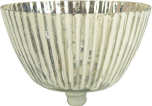 Teelicht-Aufsatzglas in Silber-Weiß, H8cm D13cm